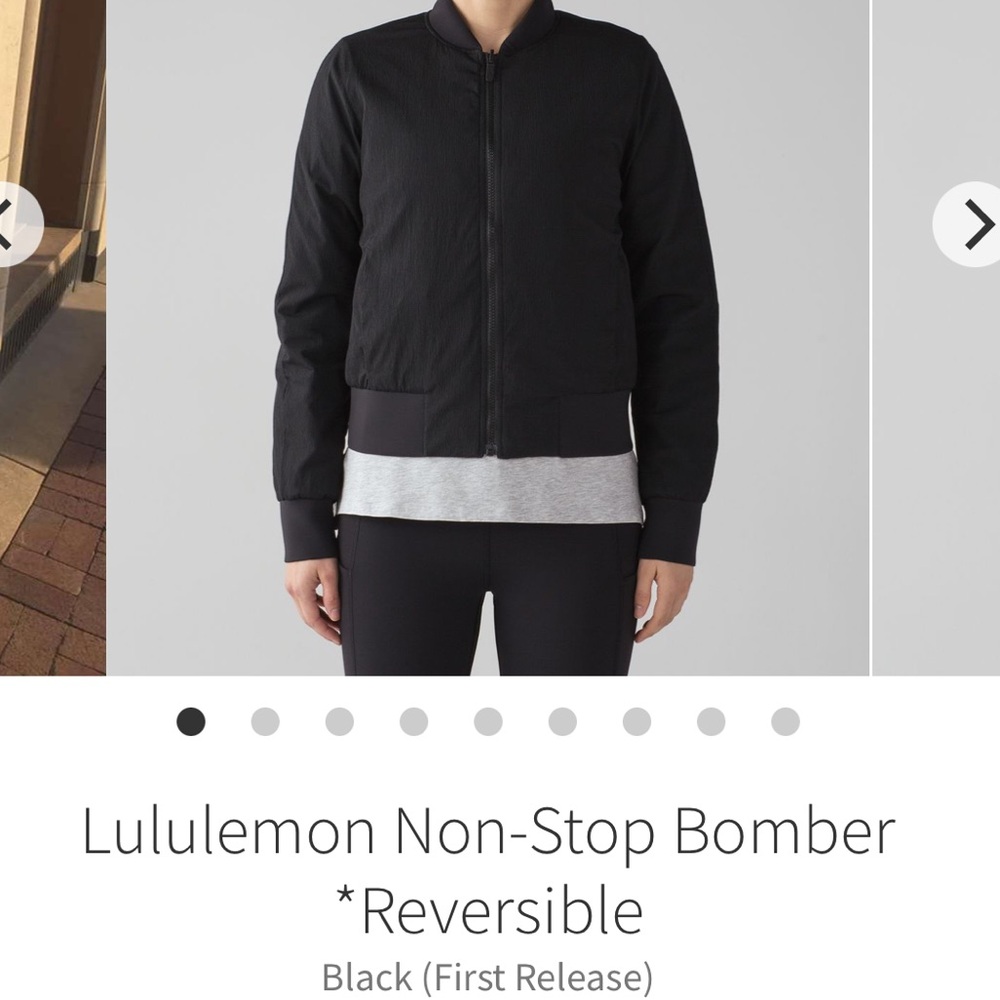 Lululemon Non-Stop Reversible Bomber Jacket Black (First Release 2017) Size 8